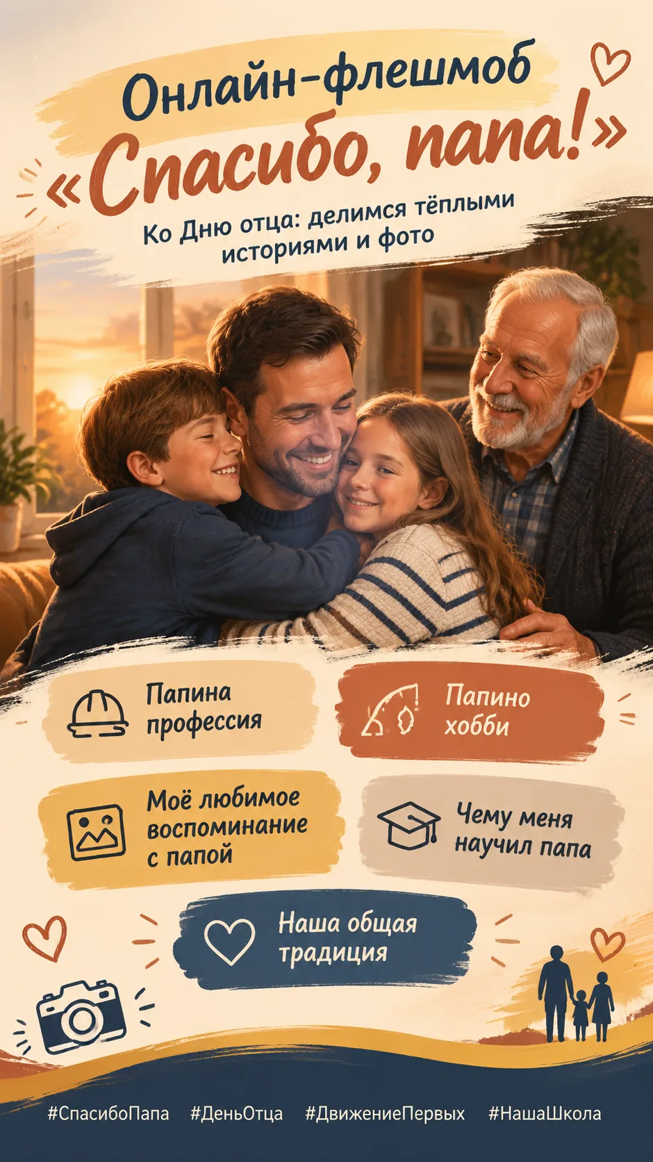 🎉 Онлайн-флешмоб «Спасибо, папа!» — говорим тёплые слова тем, кто всегда рядом! 🎉