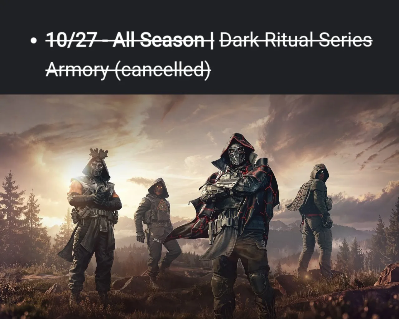 😭Серия "Dark Ritual" для "Armoury" временно отменена.