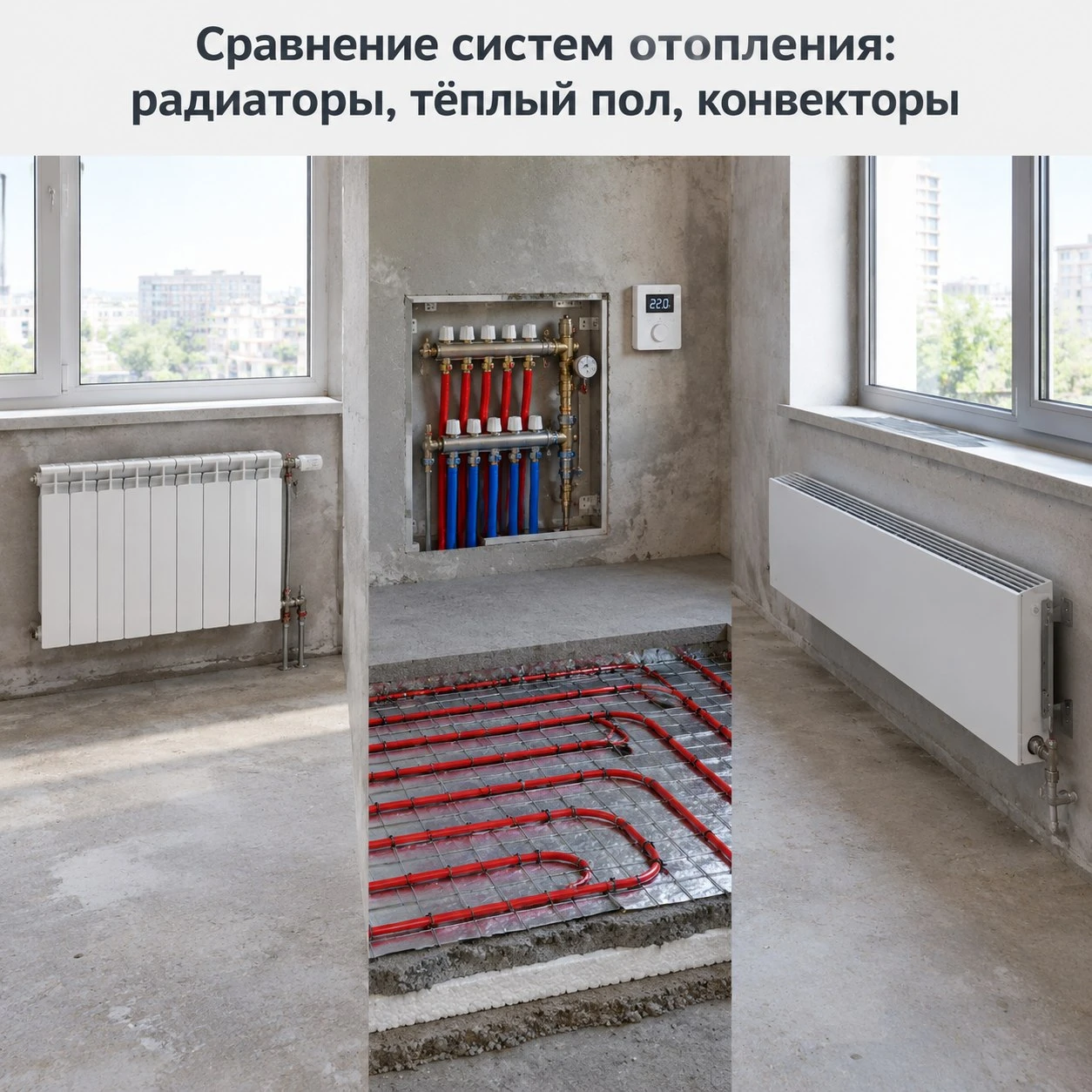 Сравнение систем отопления: радиаторы, тёплые полы, конвекторы — что экономичнее? 🤔