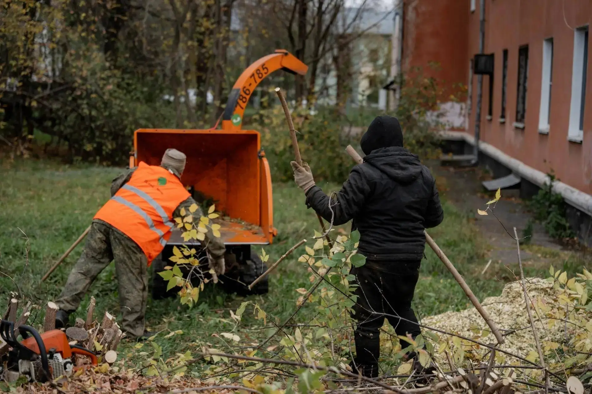 🌳 Глазов приводят в порядок: обрезают кустарники и ухаживают за деревьями