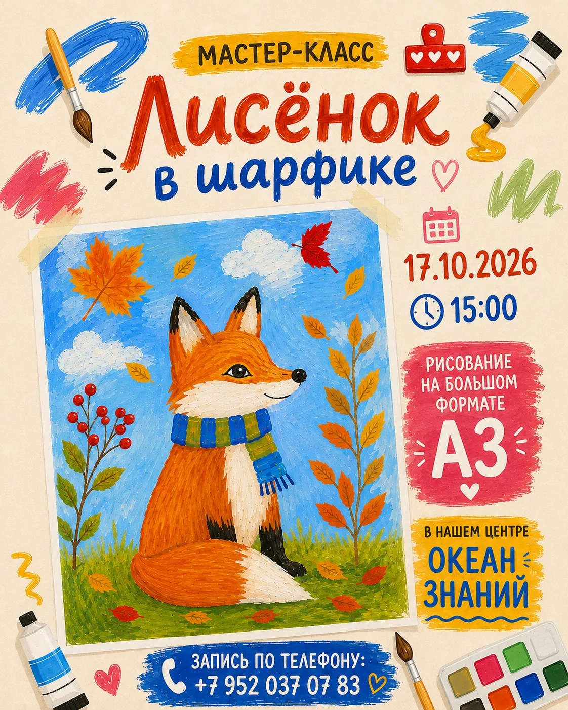 Мастер-класс по рисованию «Лисёнок в шарфике» 🦊🍂