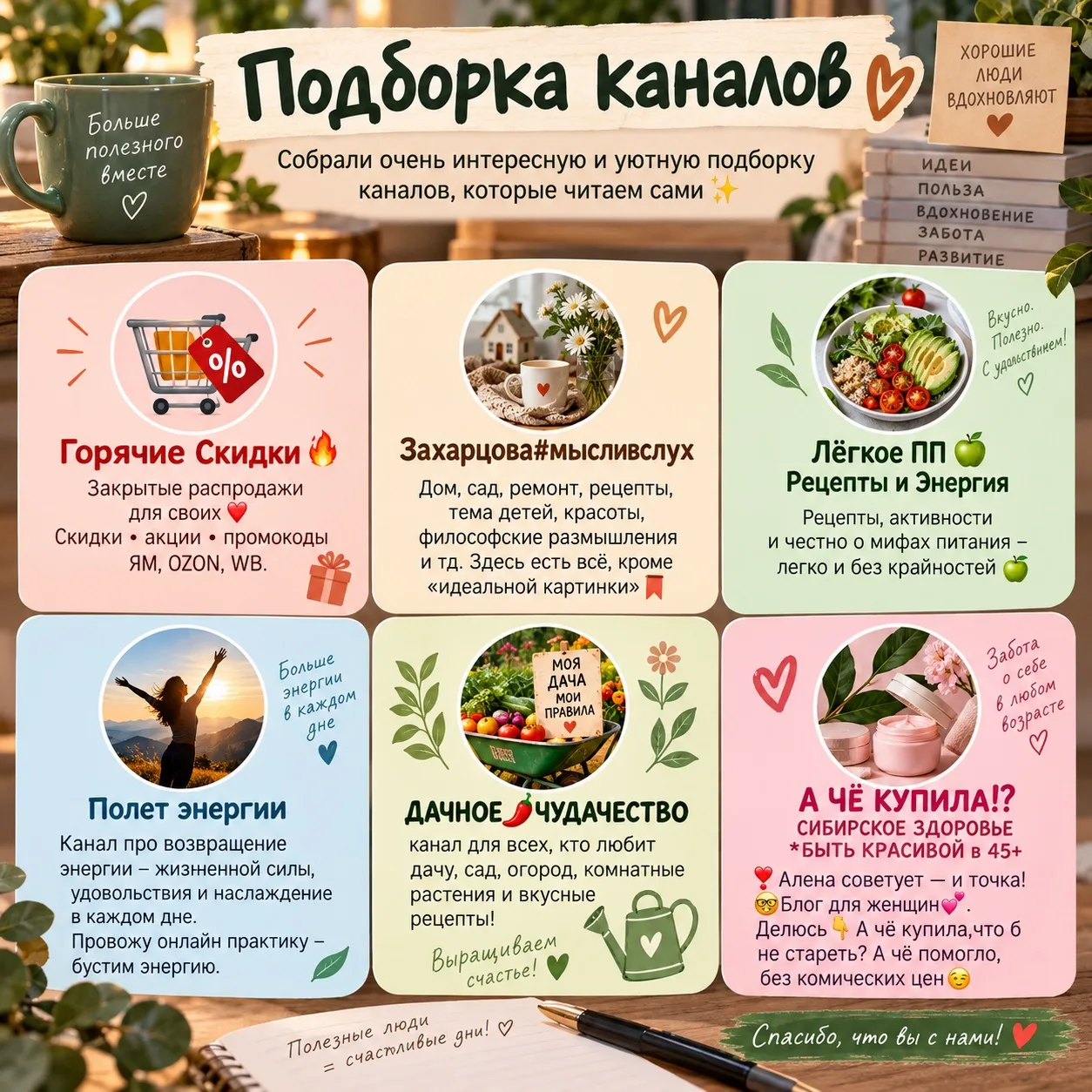 Собрали очень интересную и уютную подборку каналов, которые читаем сами ✨