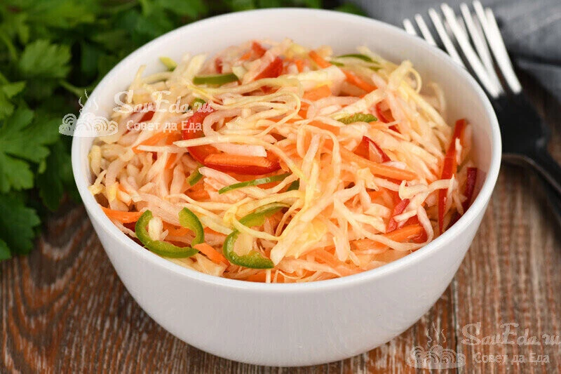 Капуста с редькой в быстром маринаде