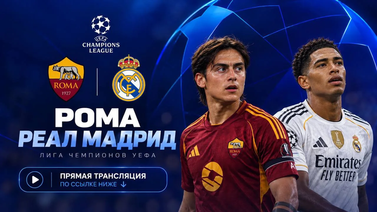 ЗАКРЫТАЯ ПРЯМАЯ ТРАНСЛЯЦИЯ МАТЧА РОМА - РЕАЛ МАДРИД 🇮🇹🇪🇸