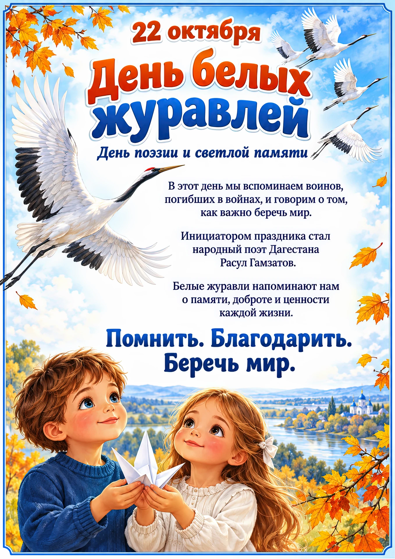 💜 День белых журавлей, день памяти о воинах, погибших в войнах. Повод поговорить с дет...