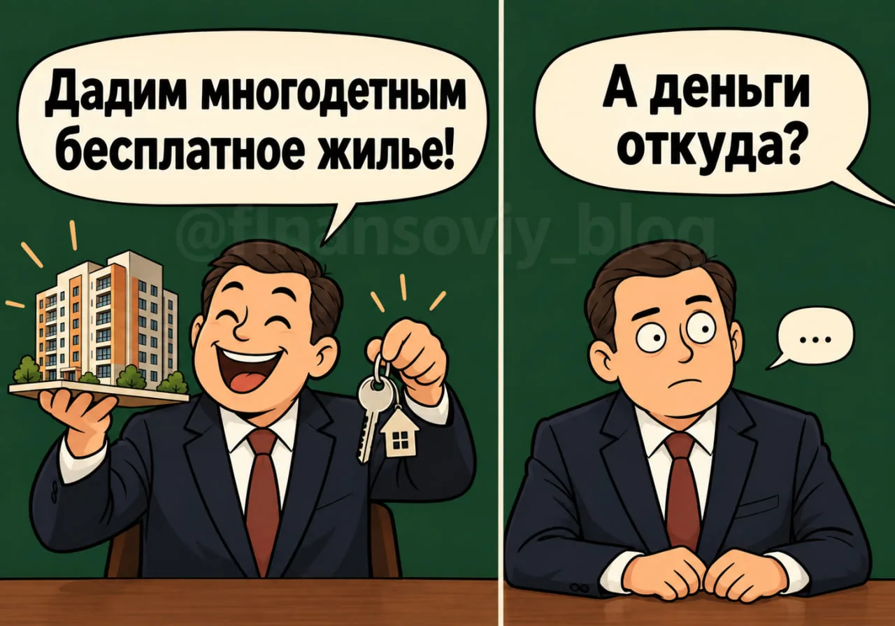 Бесплатно предоставлять многодетным квартиры, которые никто не покупает, предложил замс...