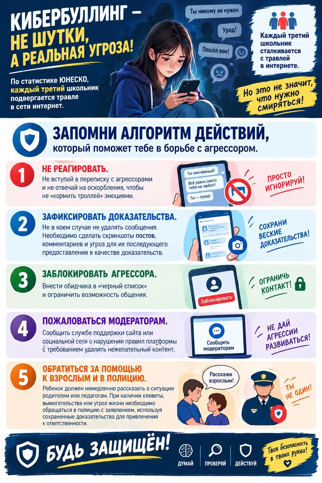 🛡️ Кибербуллинг — не шутка, а реальная угроза!