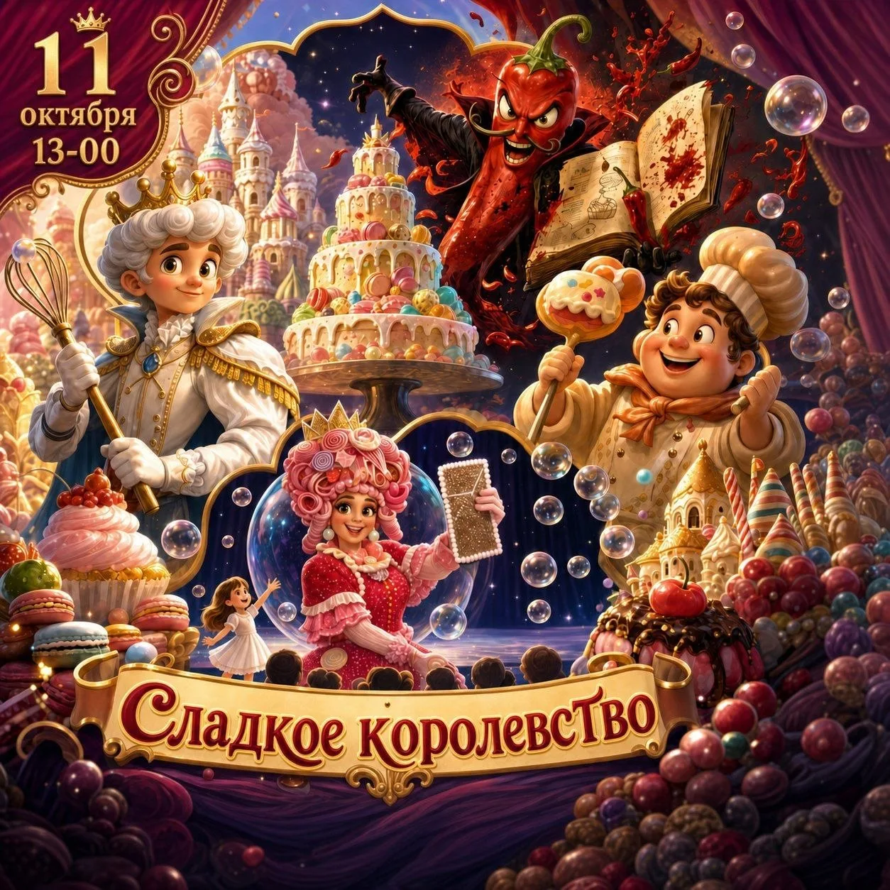 🎁 Бесплатно музыкально-интерактивный спектакль «Сладкое королевство» в «Ханой-Москва»