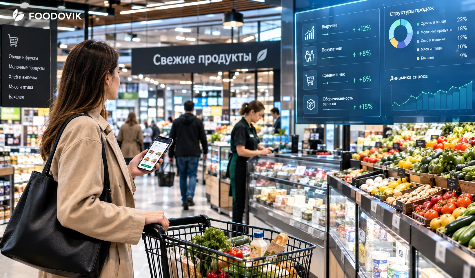 Лицо российской продуктовой торговли в 2026 году: кто управляет полкой, деньгами и выбо...