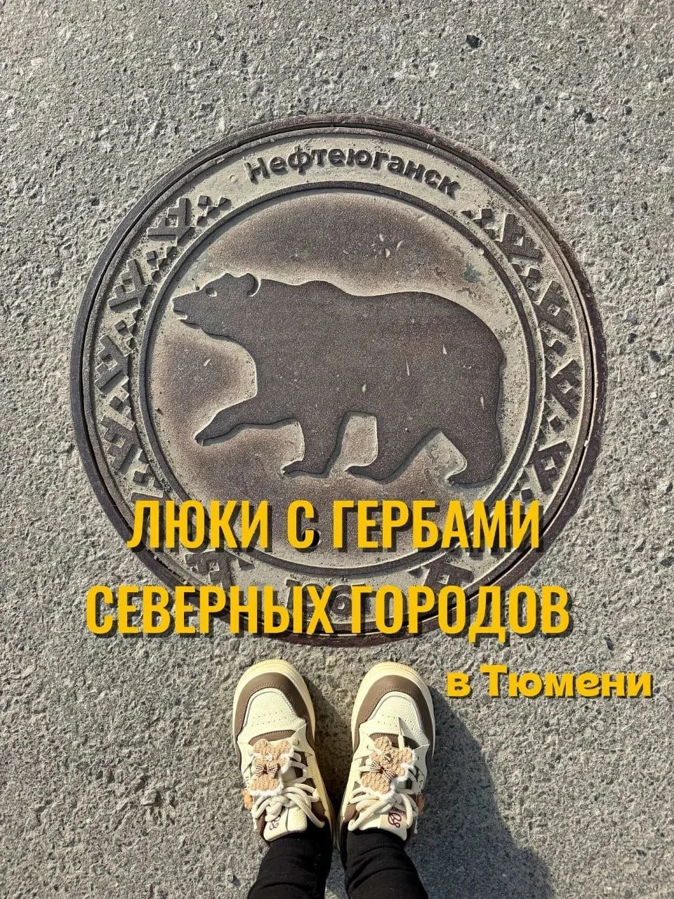 В тюменском ЖК у озера Алебашево установили 12 люков с гербами северных городов (Ханты-...