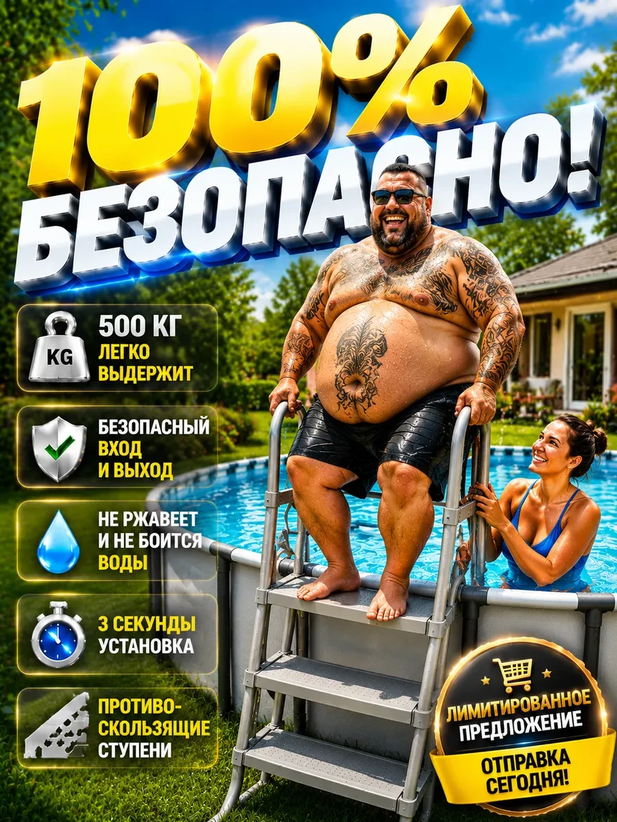 ✨ 62,8%   | Лестница для бассейна 107 см каркасного,100%Безопасность