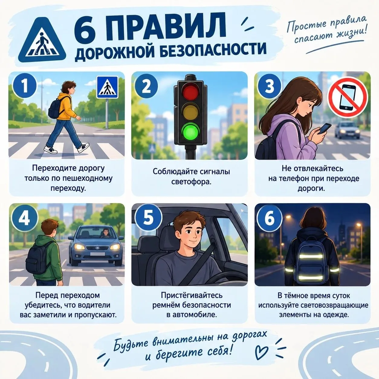 🚦 БЕЗОПАСНОСТЬ НА ДОРОГАХ НАЧИНАЕТСЯ С КАЖДОГО ИЗ НАС!
