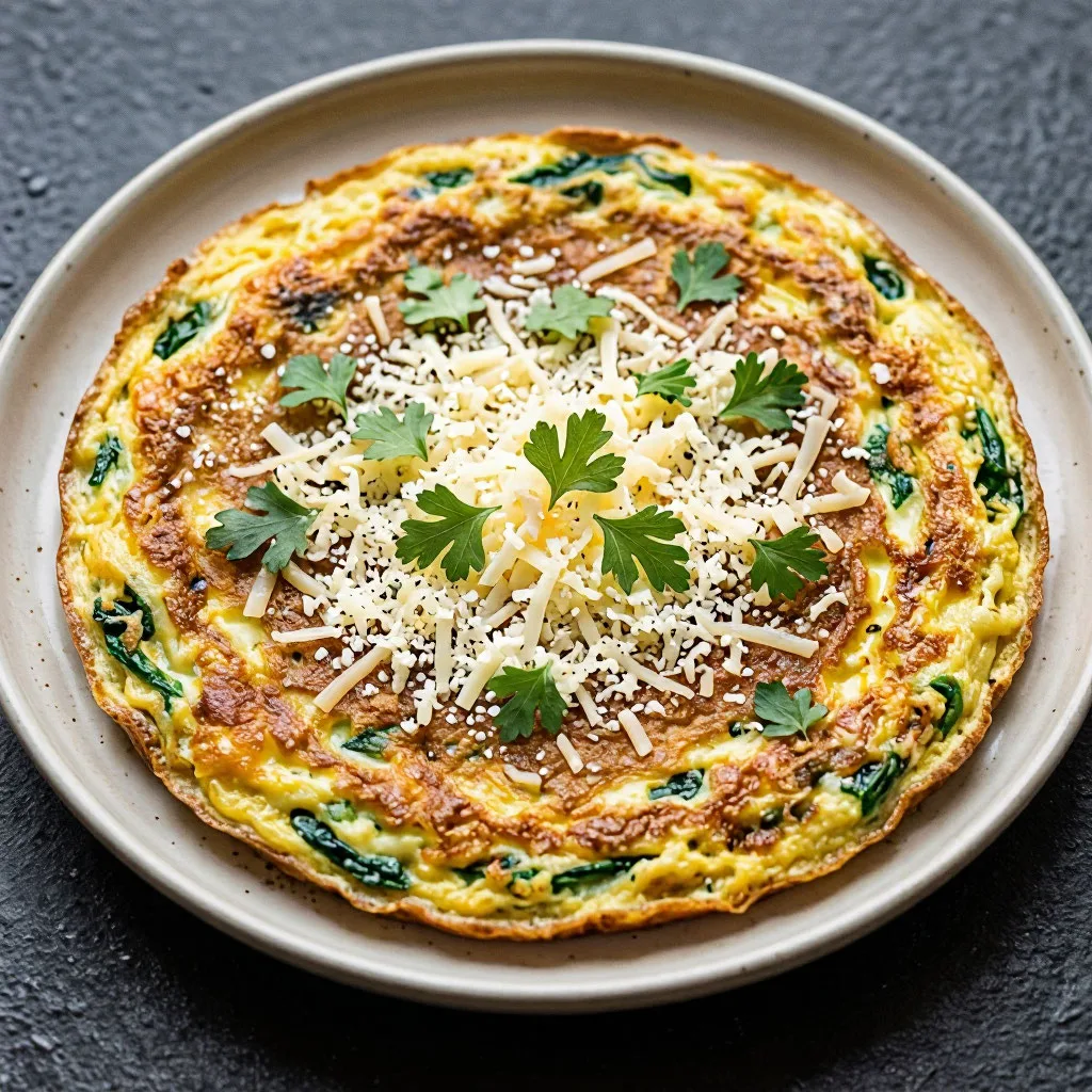 🍳 Быстрый и сытный завтрак — омлет с сыром и зеленью!