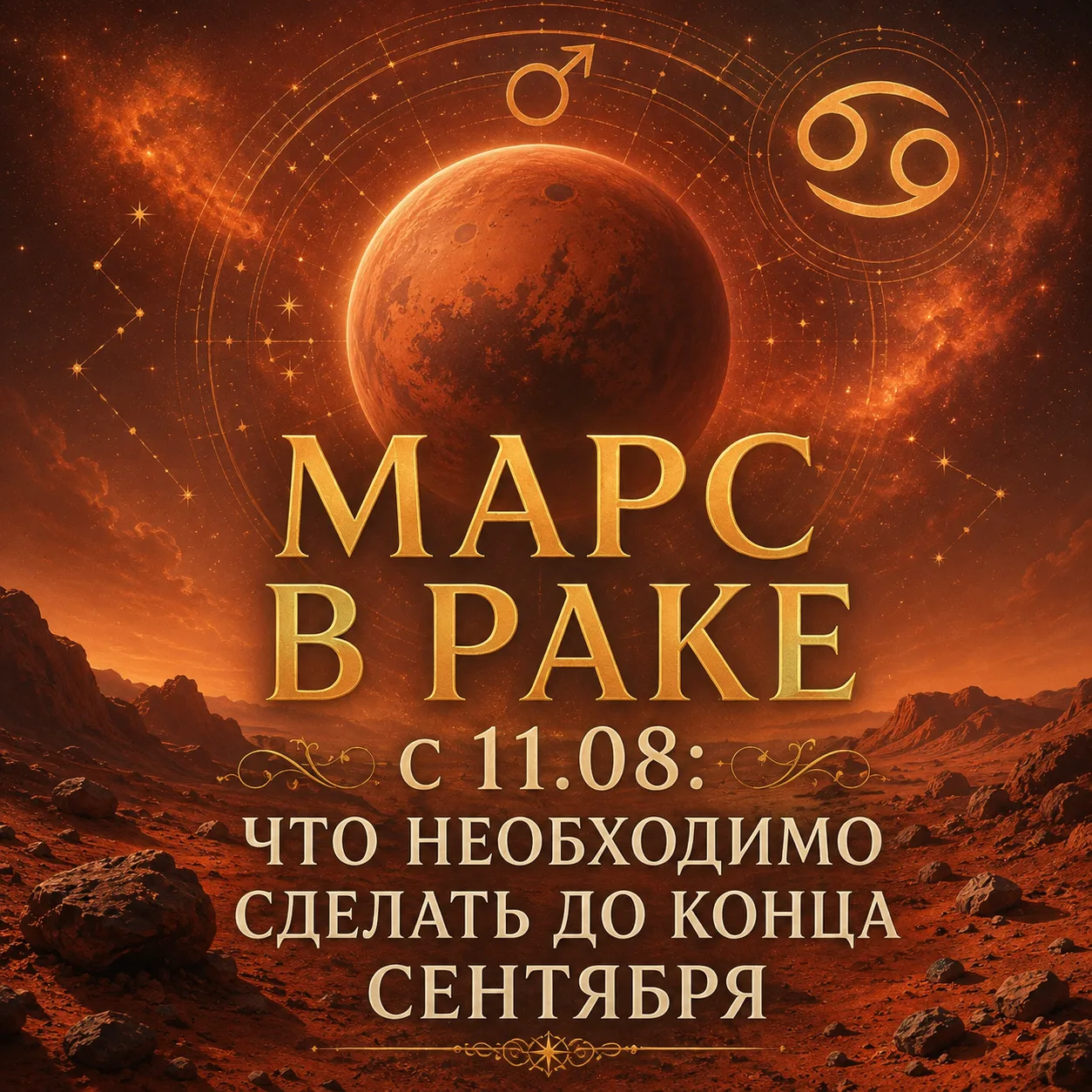МАРС В РАКЕ с 11.08: ЧТО НЕОБХОДИМО СДЕЛАТЬ ДО КОНЦА СЕНТЯБРЯ
