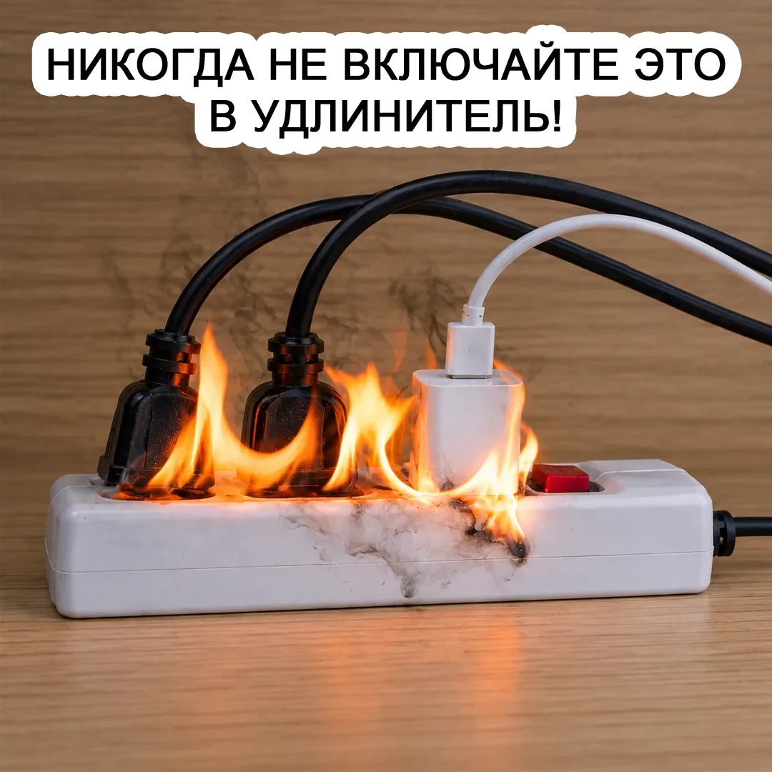 Никогда не включайте это в удлинитель!