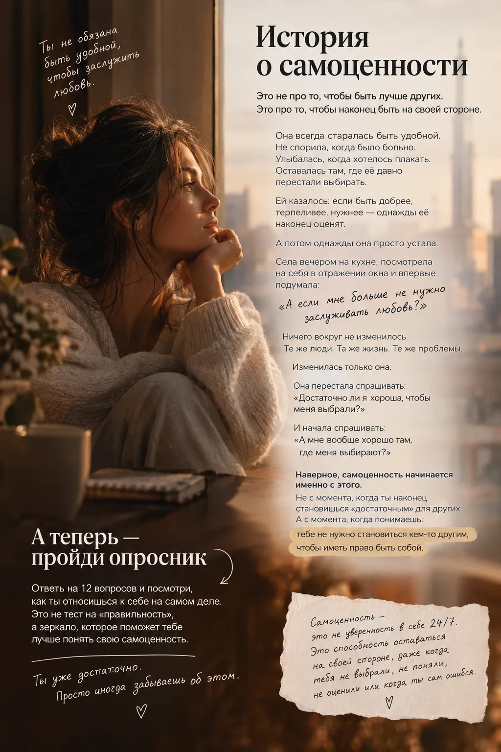 Однажды она заметила, что всю жизнь старалась быть удобной.