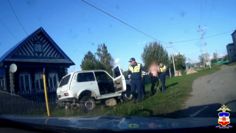 В Октябрьском большой камень помог полицейским задержать пьяного лихача на «Ниве»