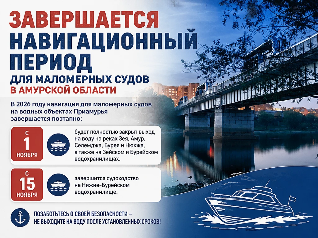 Завершается навигационный период для маломерных судов в Амурской области