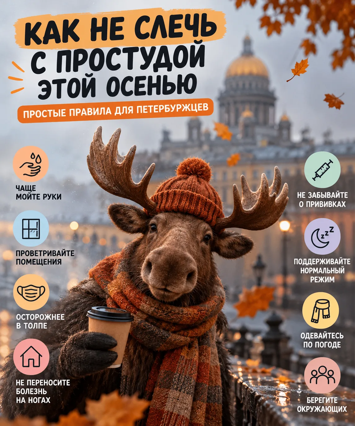 🍂 Как не слечь с простудой этой осенью: памятка для петербуржцев