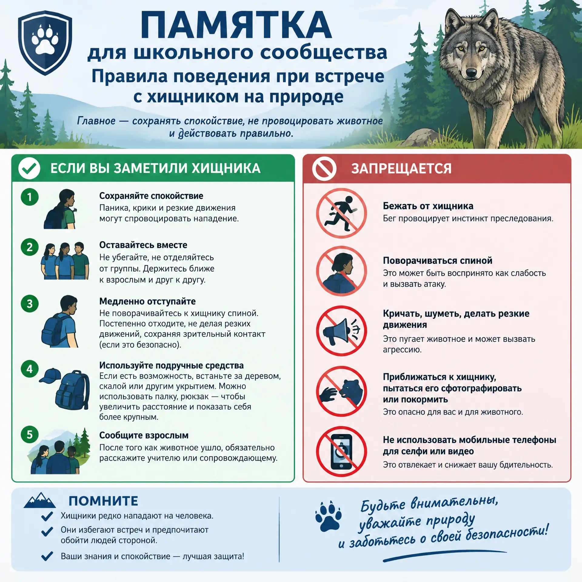 🐻 Памятка: как вести себя при встрече с хищником