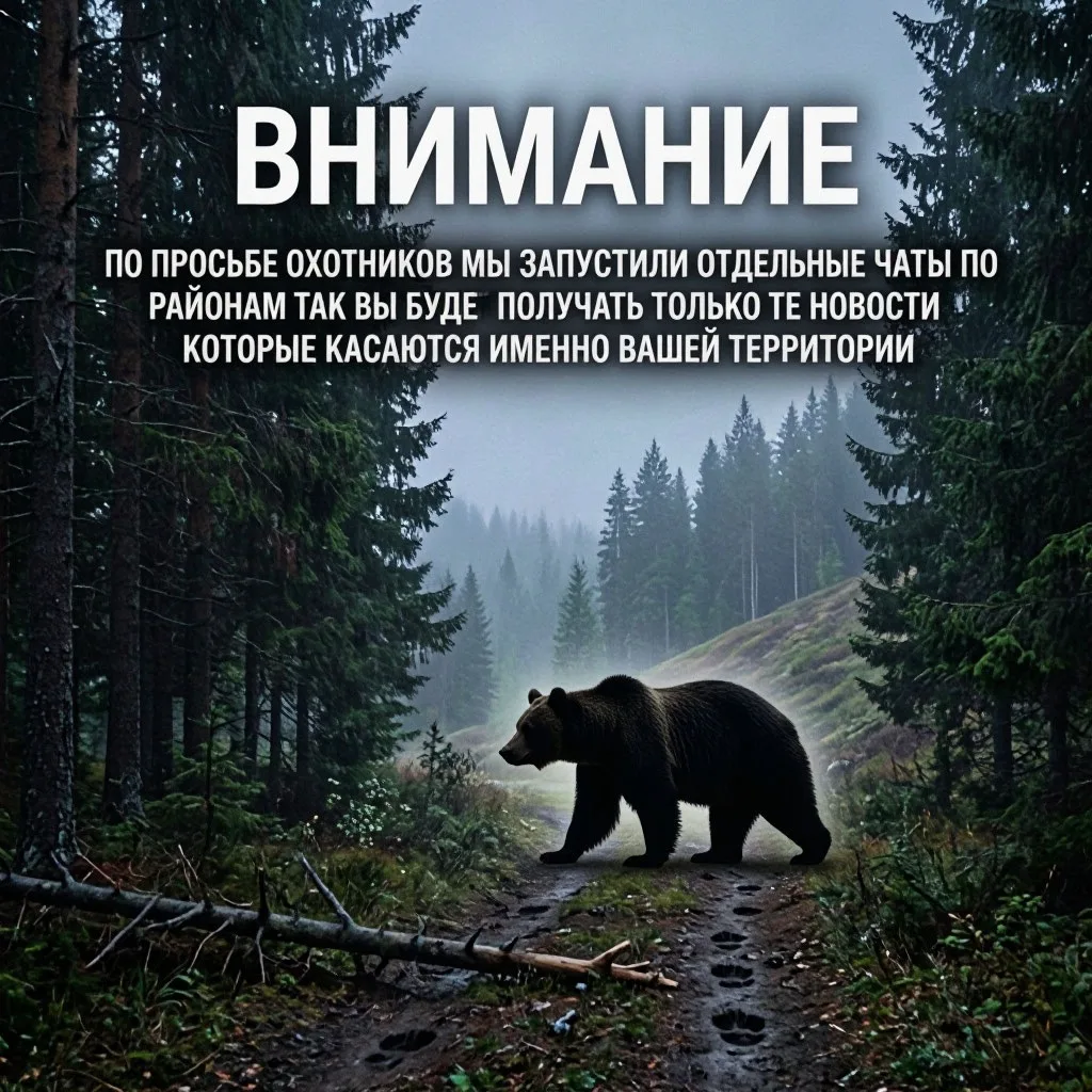 🐻 Внимание! Созданы районные чаты для оперативной информации о медведях