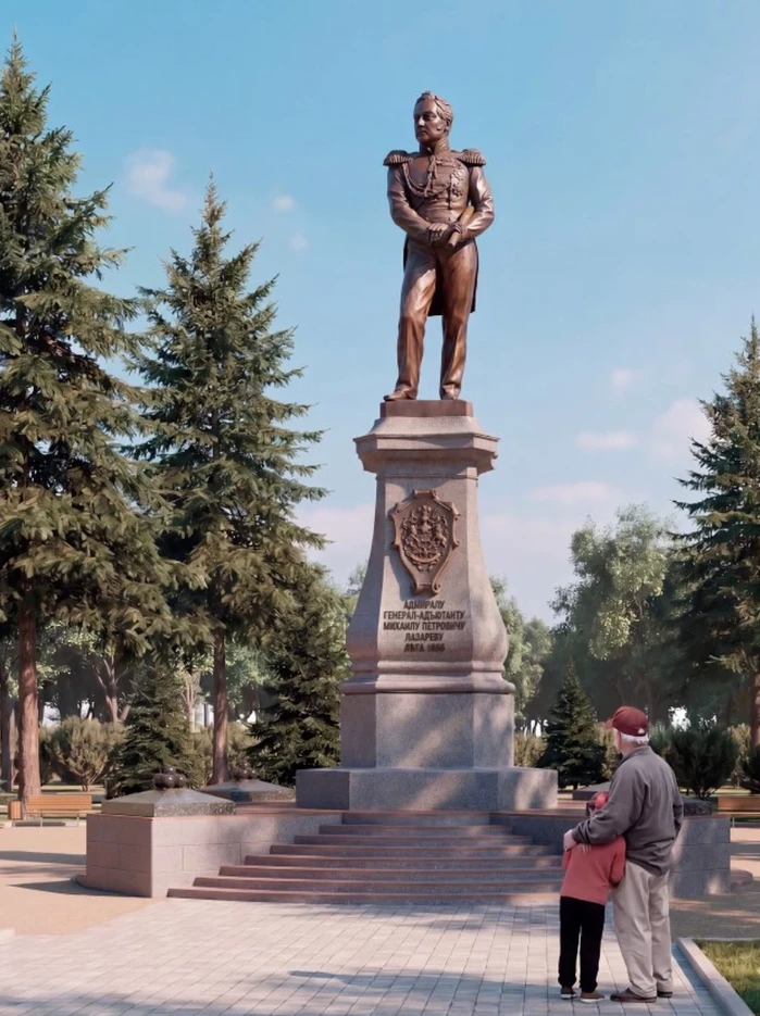 Жилые дома, памятник Лазареву и отель в Балаклаве