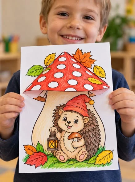 🍄🐿️ Хорошая идея детской осенней поделки с шаблонами для школы и детского сада.