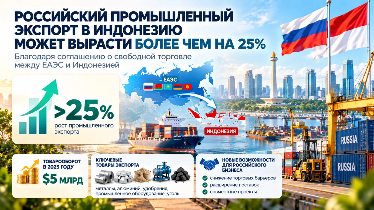 Российский промышленный экспорт в Индонезию может вырасти более чем на 25%, благодаря т...
