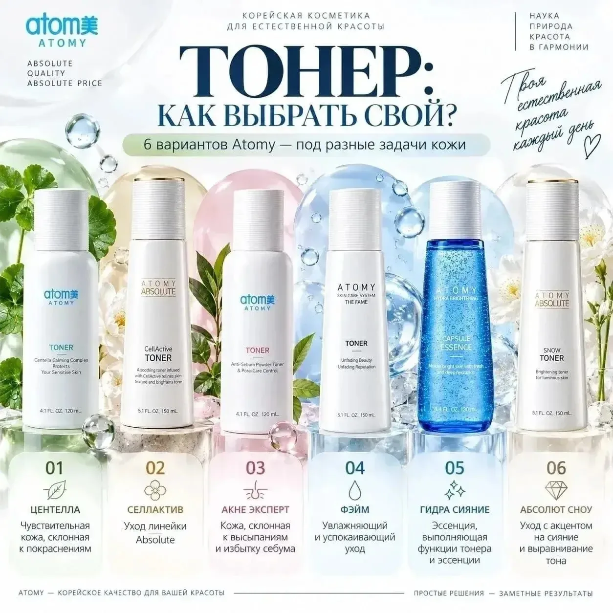 Какие тонеры есть у Атоми⬆️⬆️⬆️
