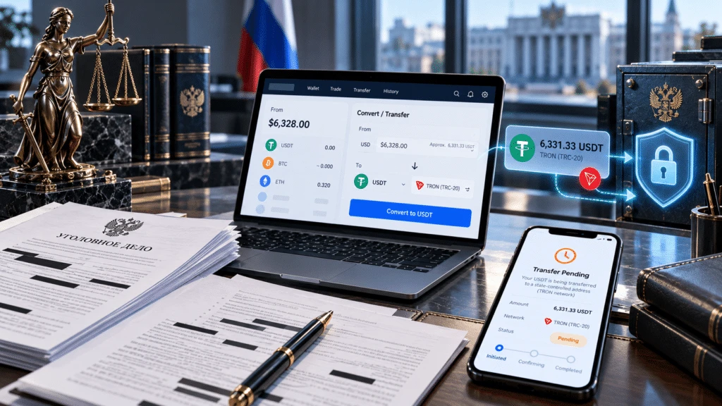 В России опубликовали протокол ареста криптовалюты с переводом USDT