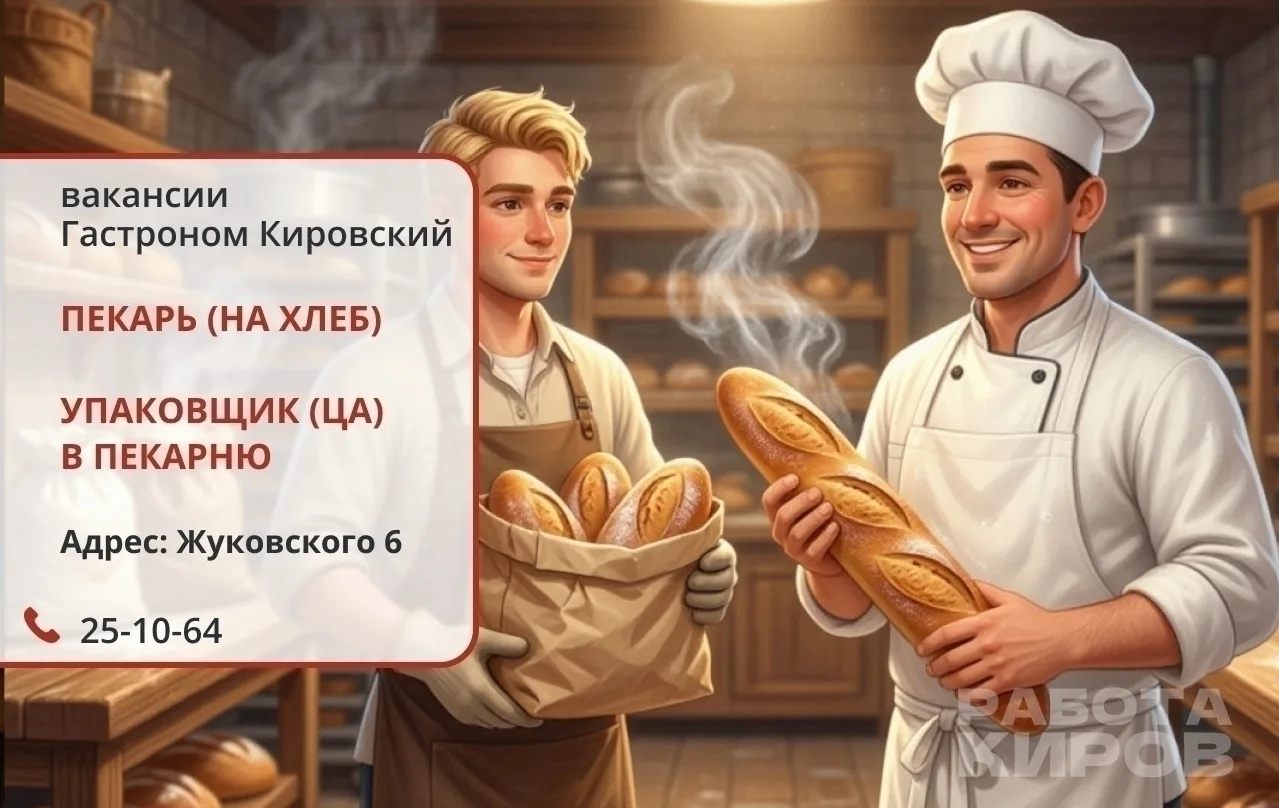 В магазин Гастроном «Кировский» требуются: