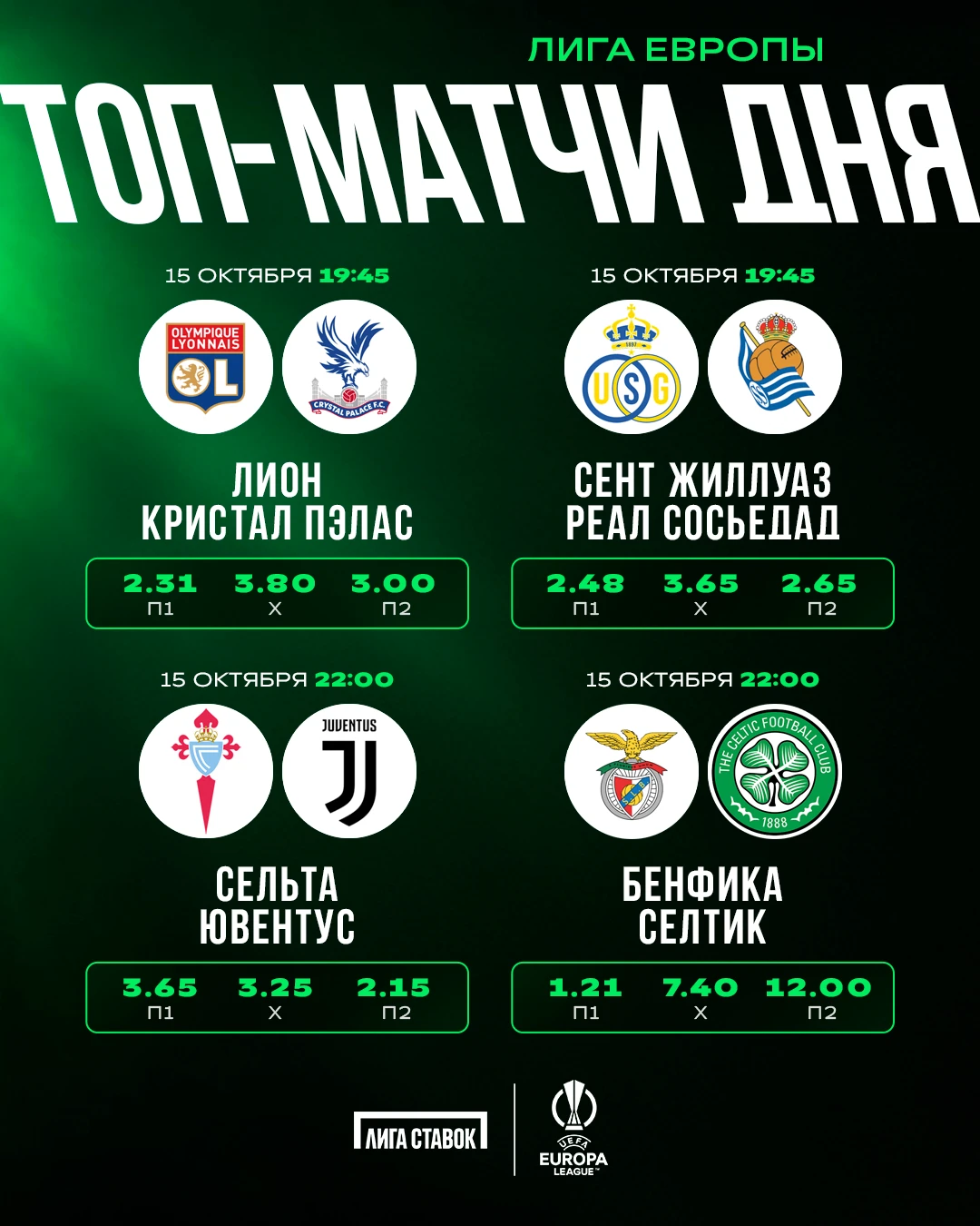 🏆 Еврокубковый вечер обещает быть жарким!