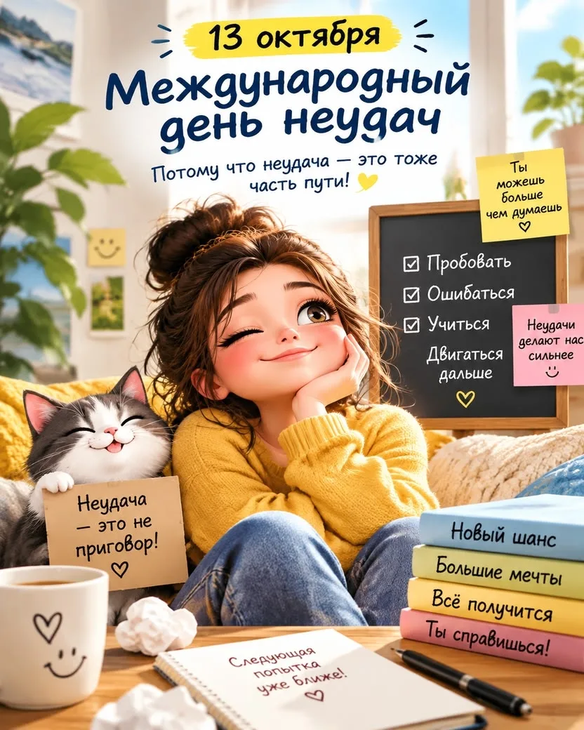 🍀 13 октября — Международный день неудач, который ещё называют Днём неудачников