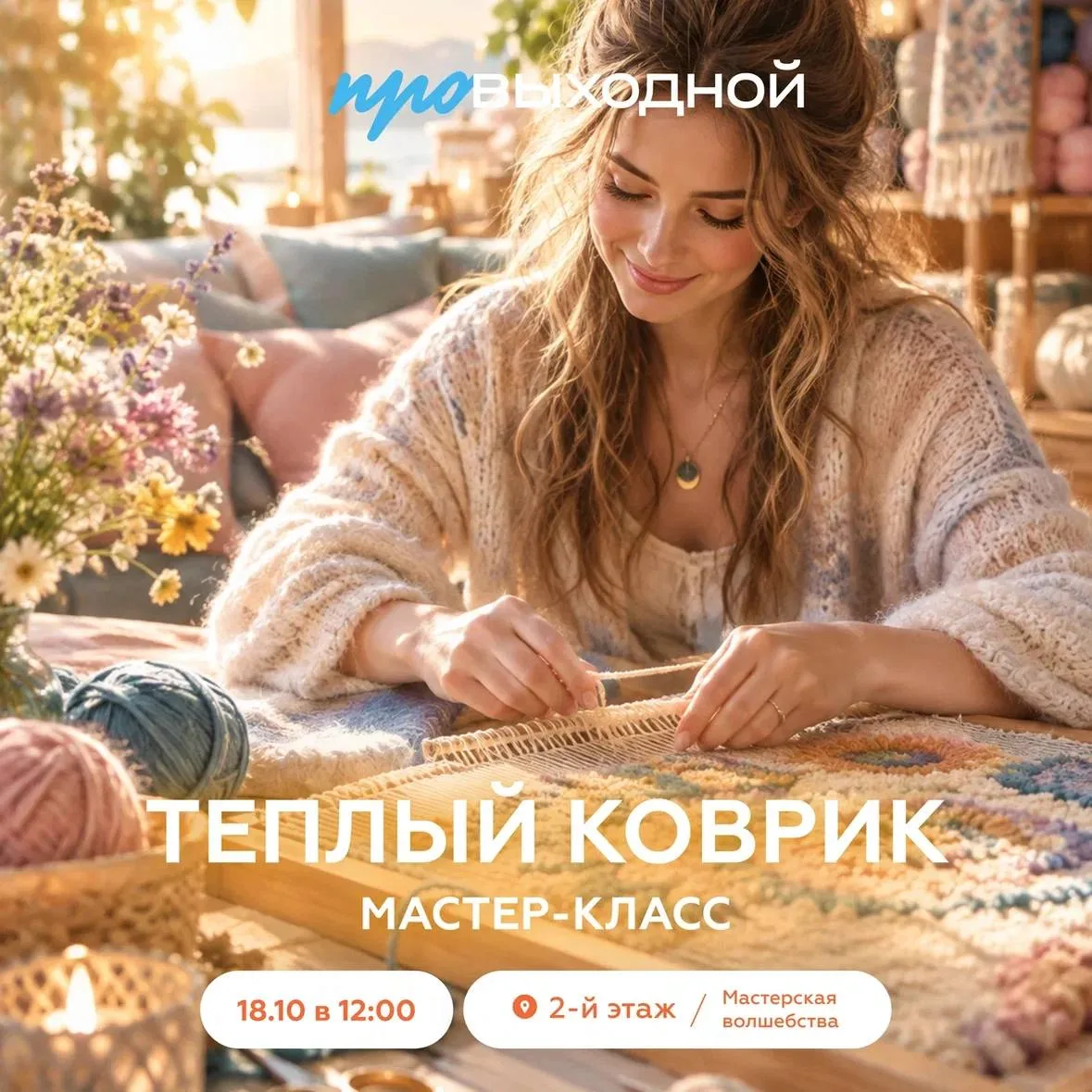 🧶18 октября 12.00 МК Тёплый коврик своими руками