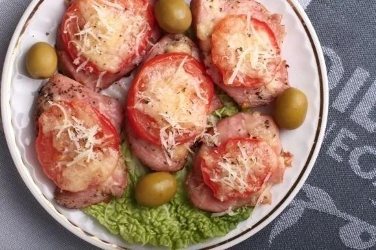 ЗАКУСКА ИЗ ИНДЕЙКИ С ПОМИДОРАМИ #закуска