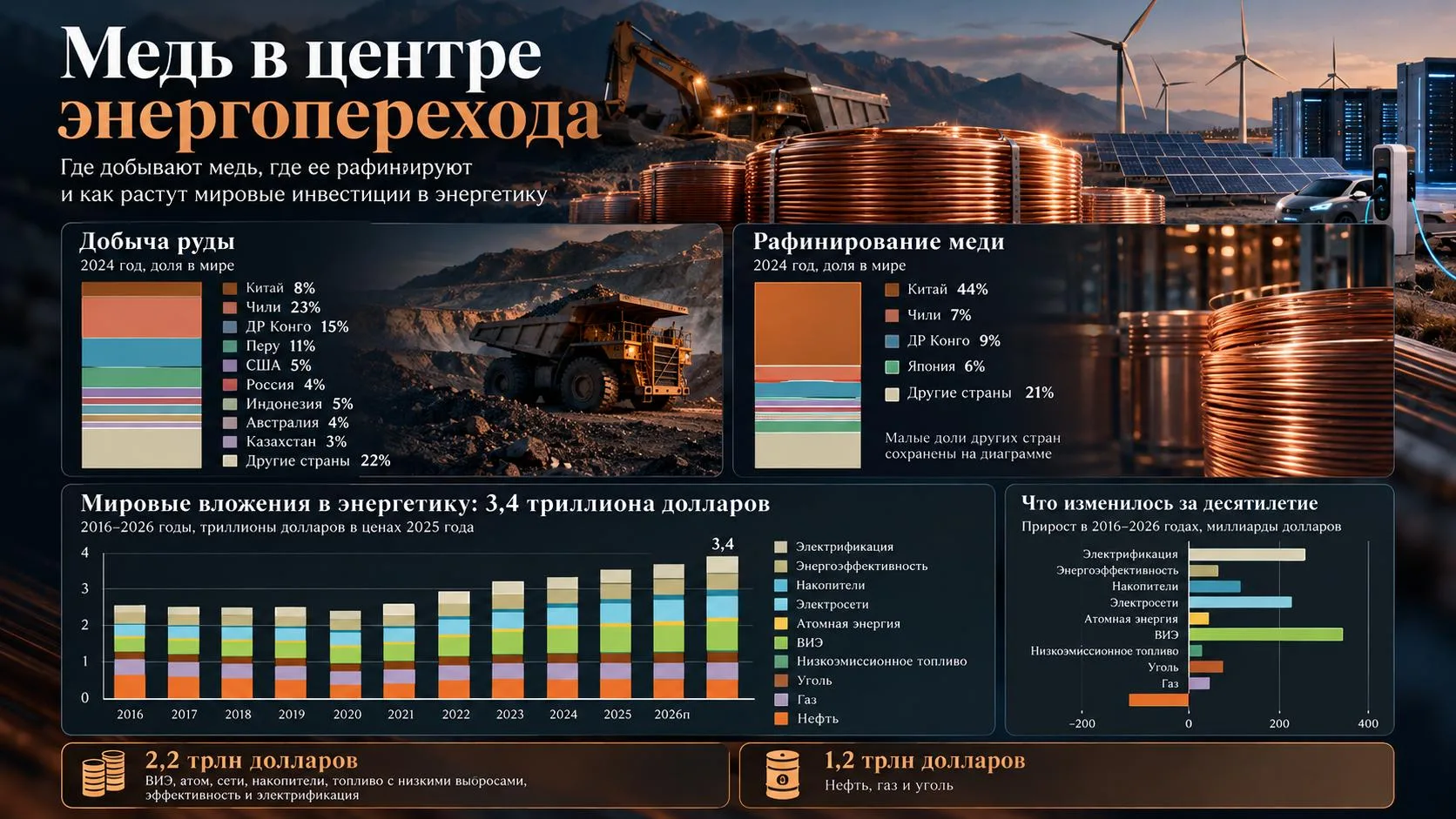 💬 Обозрение: медь становится одним из ключевых ресурсов энергоперехода.