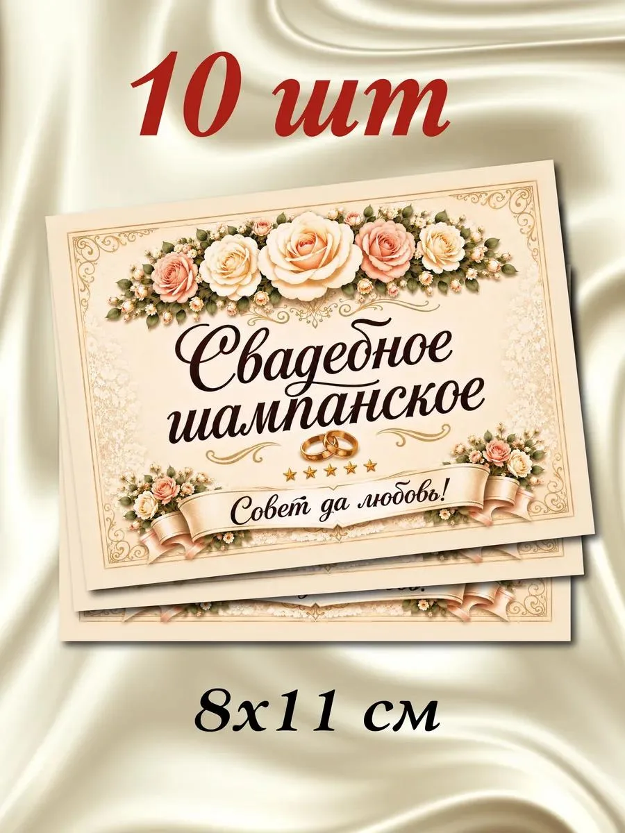 🔥 Наклейки на бутылки Свадебное Шампанское 10шт