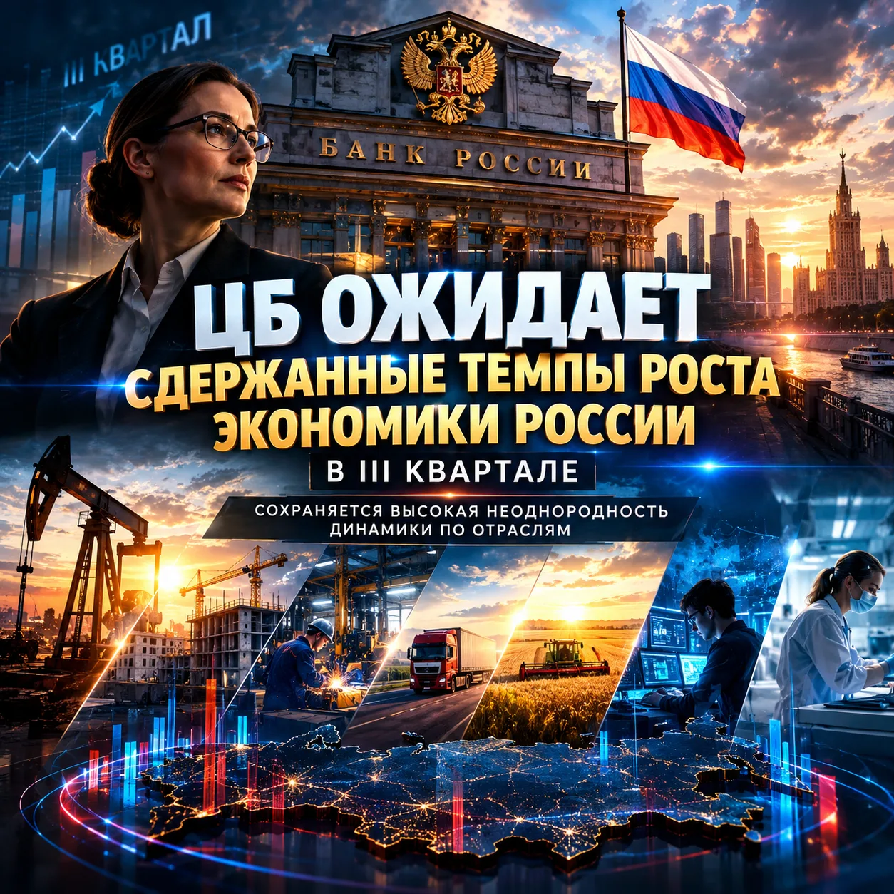 ⚡🇷🇺ЦБ ожидает сдержанные темпы роста экономики России в III квартале