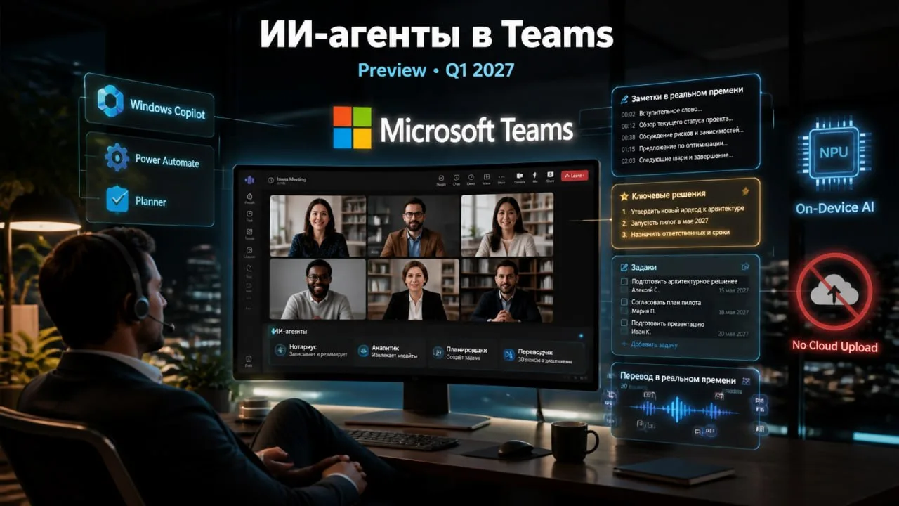 ✅ Microsoft интегрировала ИИ‑агентов в Teams: автоматизация встреч и заметок в реальном...