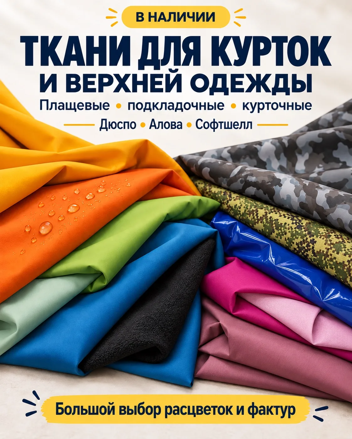 🔥🧥 БОЛЬШОЙ ВЫБОР КУРТОЧНЫХ И ПОДКЛАДОЧНЫХ ТКАНЕЙ! 🔥
