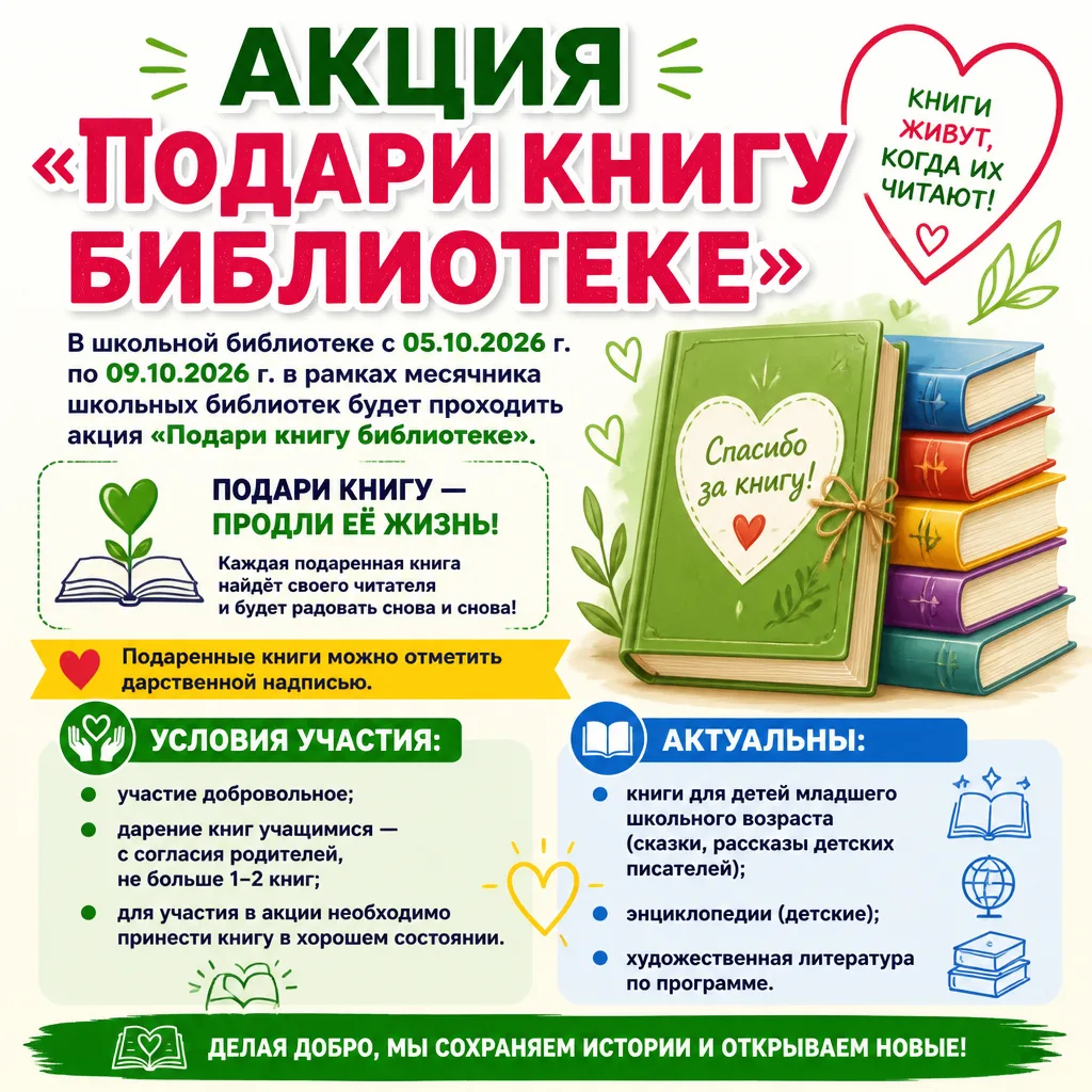 Присоединяйтесь к акции в рамках месячника школьных библиотек!