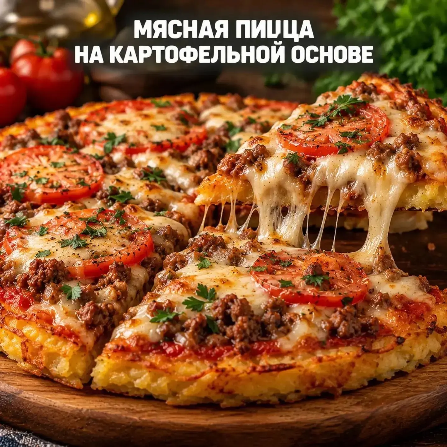 МЯСНАЯ ПИЦЦА НА КАРТОФЕЛЬНОЙ ОСНОВЕ