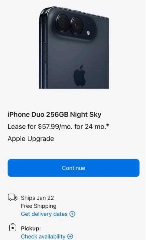 ⚡Через 30 минут после старта предзаказов на iPhone Duo срок доставки 22-23 января 2027 ...