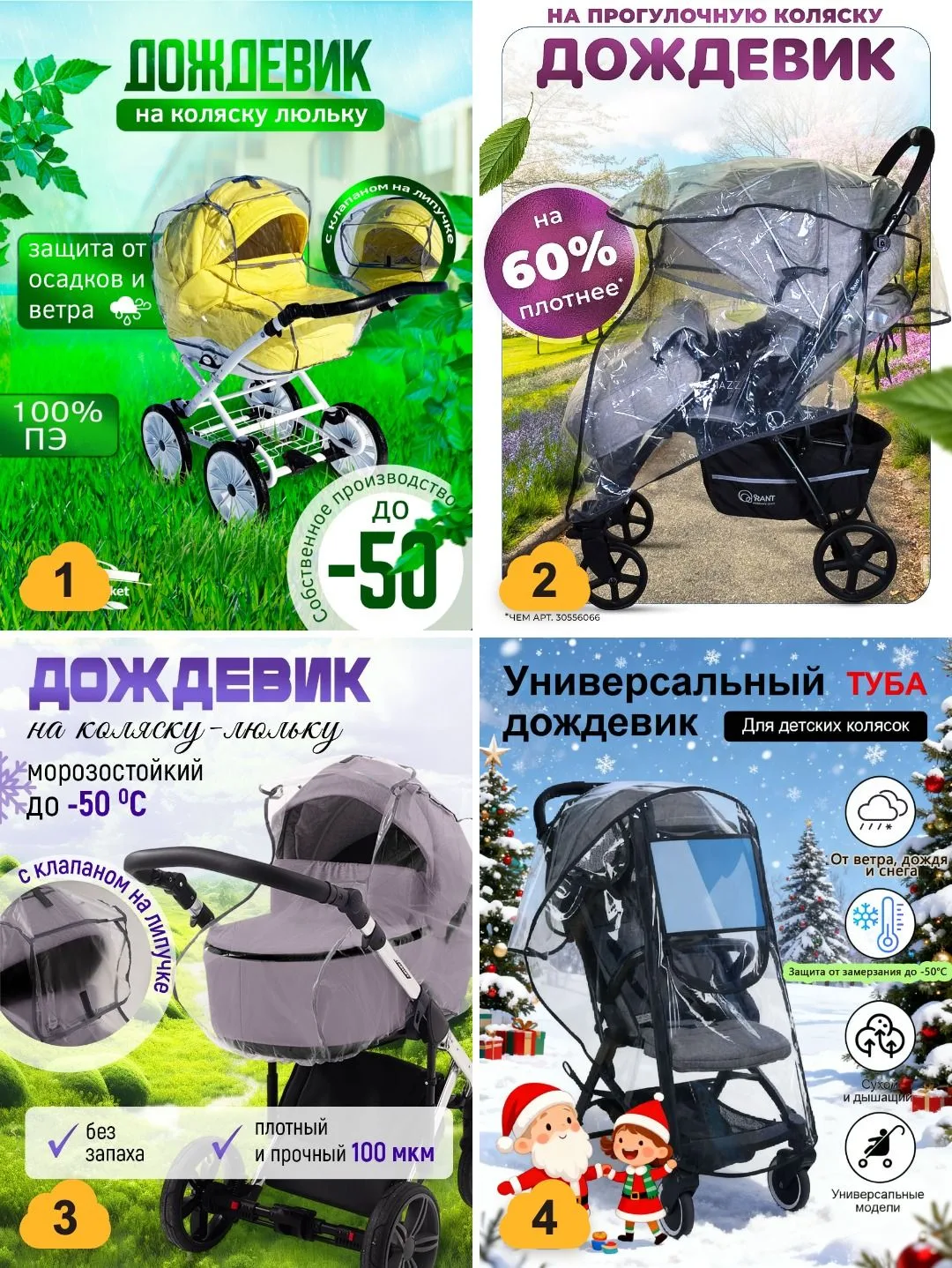 ☔ Дождевики на коляску — гулять можно и в мокрый снег