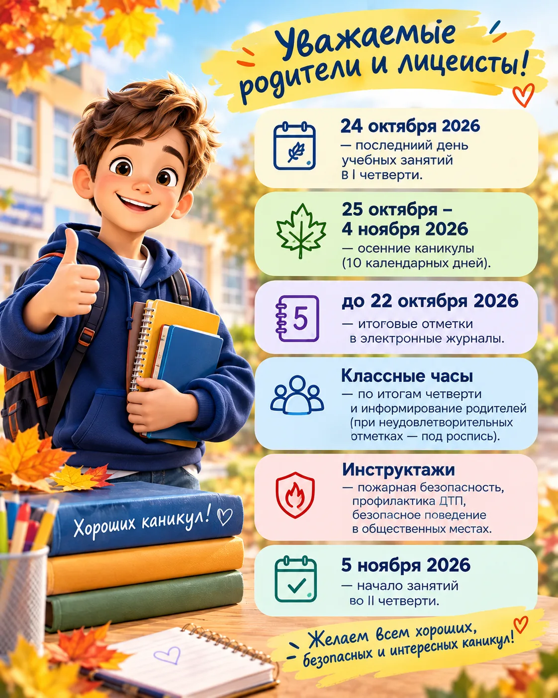 📢 Уважаемые родители и лицеисты!