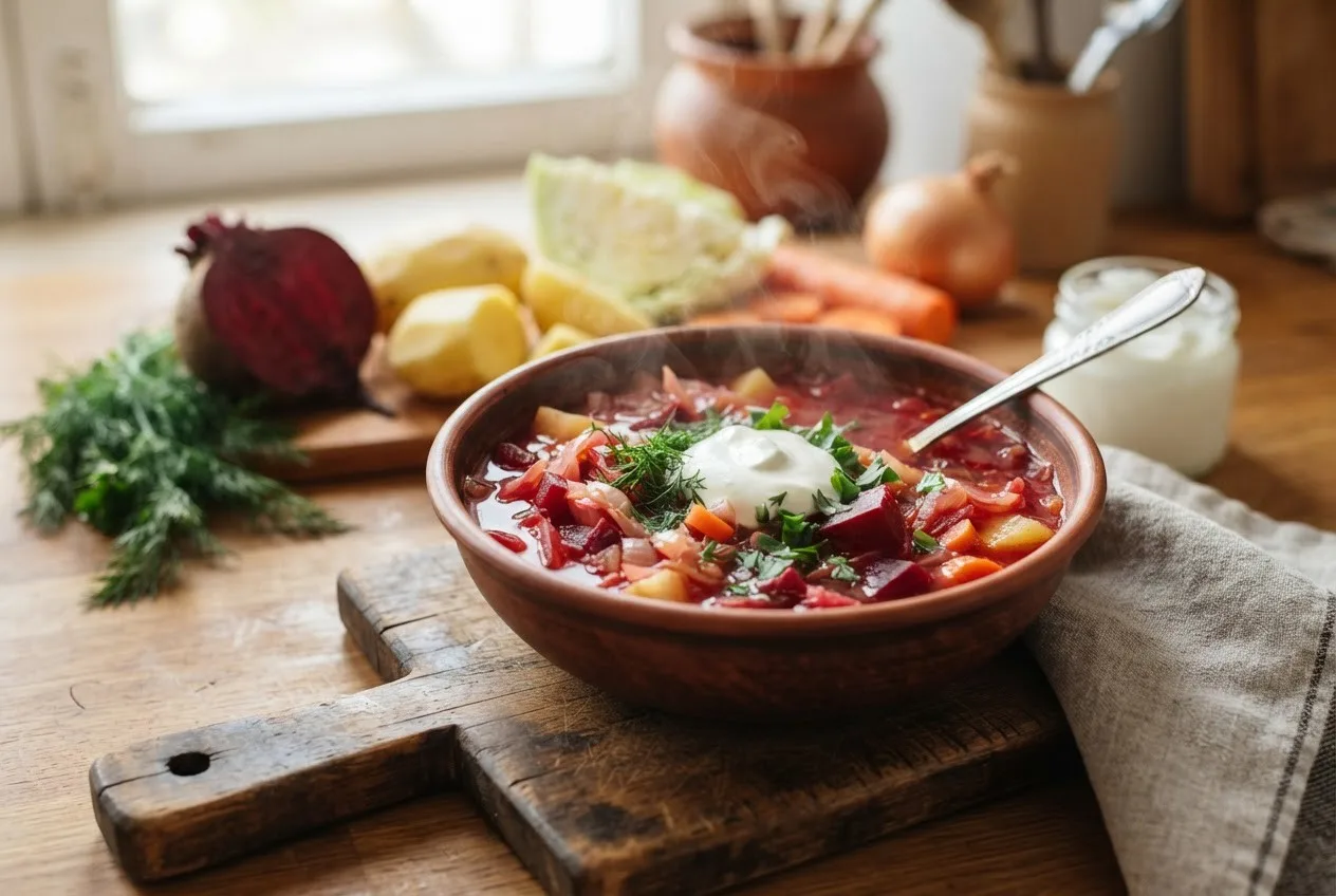 Рецепт борща с свеклой, капустой и картофелем