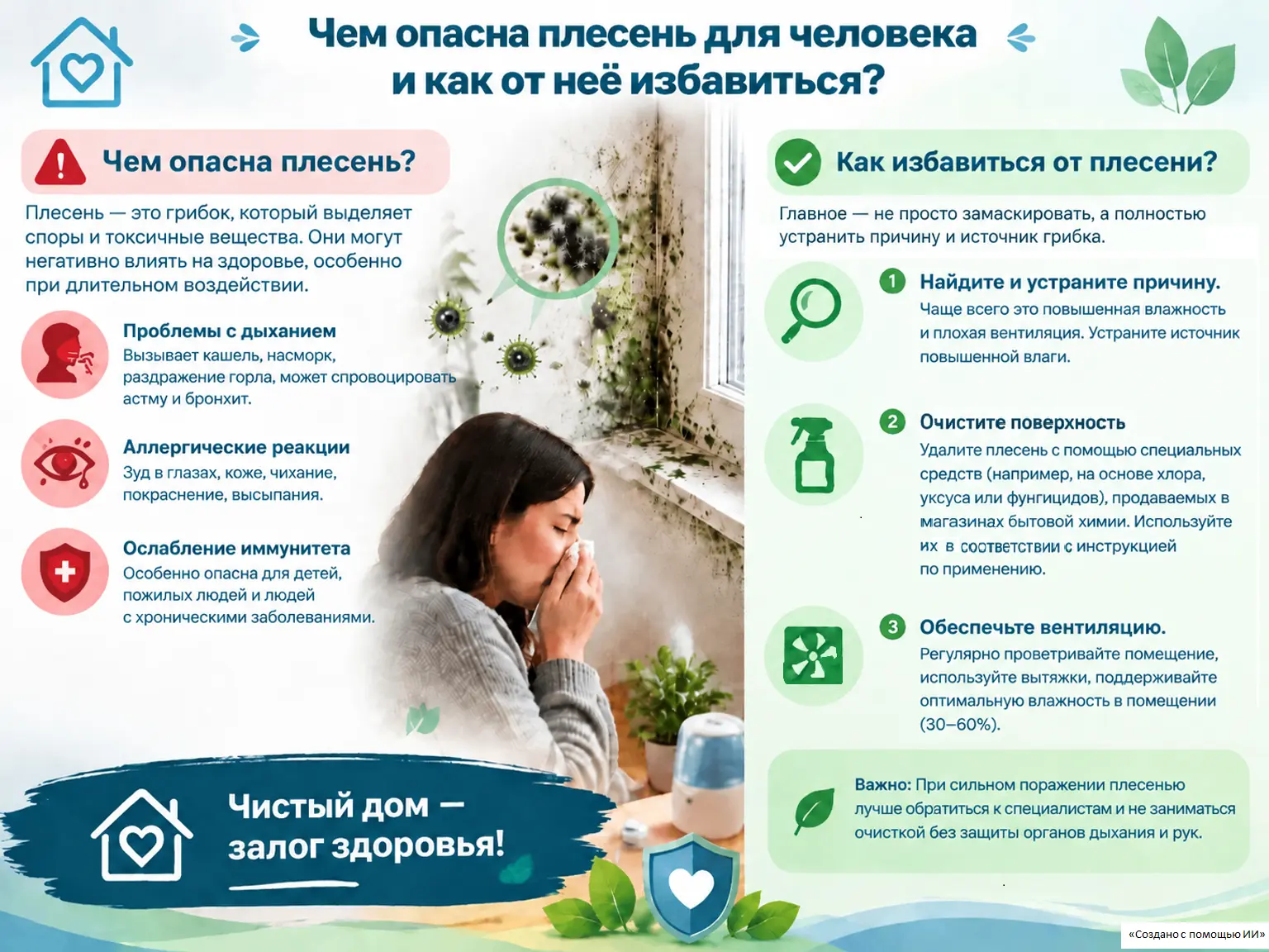 Чем опасна плесень для человека и как от нее избавиться? Читайте в нашей карточке⬆️ и б...