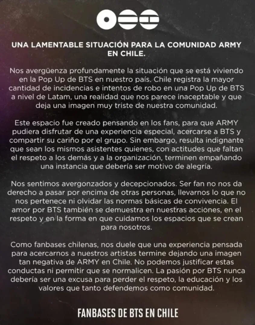 Чилийская фанбаза BTS в X:
