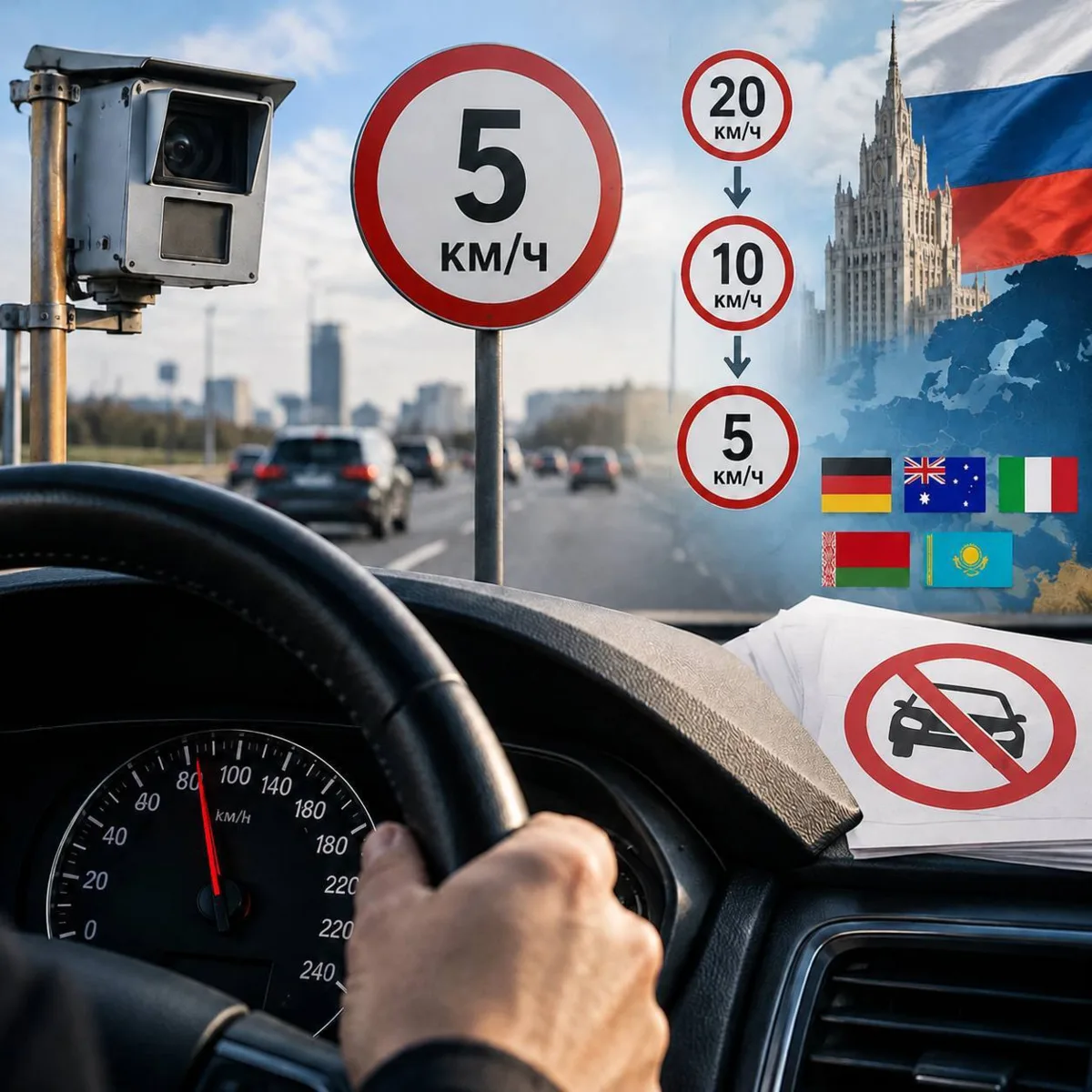 В России предложили снизить нештрафуемый порог превышения скорости до 5 км/ч