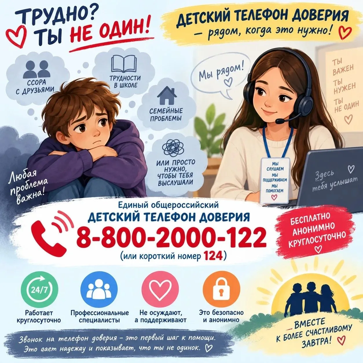 ☎️Телефон доверия — это не просто набор цифр, а спасительный круг для тех, кто оказался...